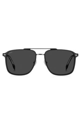 Acetate-temple sunglasses in black steel, Assorted-Pre-Pack