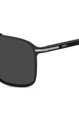 Acetate-temple sunglasses in black steel, Assorted-Pre-Pack