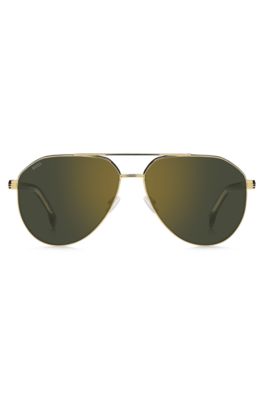 Gold-tone sunglasses with Havana-acetate temples, Assorted-Pre-Pack