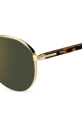 Gold-tone sunglasses with Havana-acetate temples, Assorted-Pre-Pack