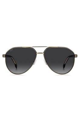 Gafas de sol de doble puente en tonos negros y dorados, Assorted-Pre-Pack