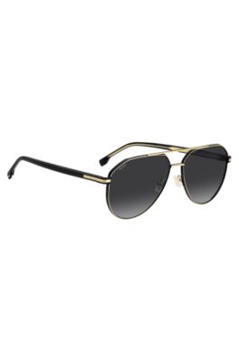 BOSS - Double-bridge sunglasses in gold and black tones