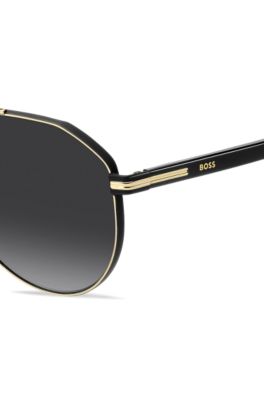 BOSS - Double-bridge sunglasses in gold and black tones