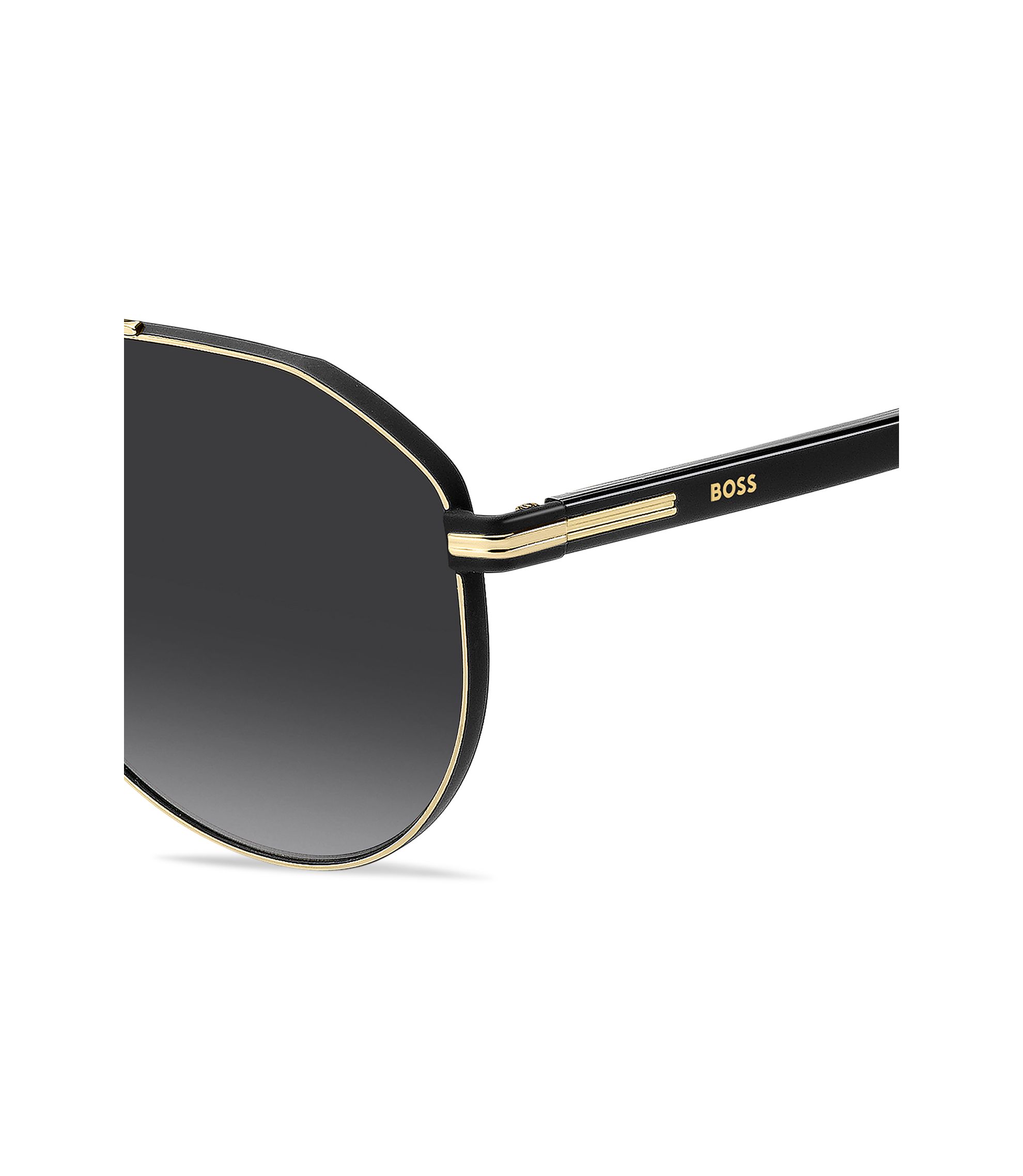 BOSS - Double-bridge sunglasses in gold and black tones