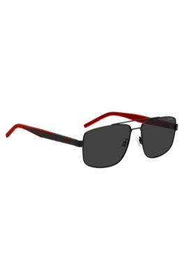 Gafas de sol de doble puente en negro y rojo, Assorted-Pre-Pack