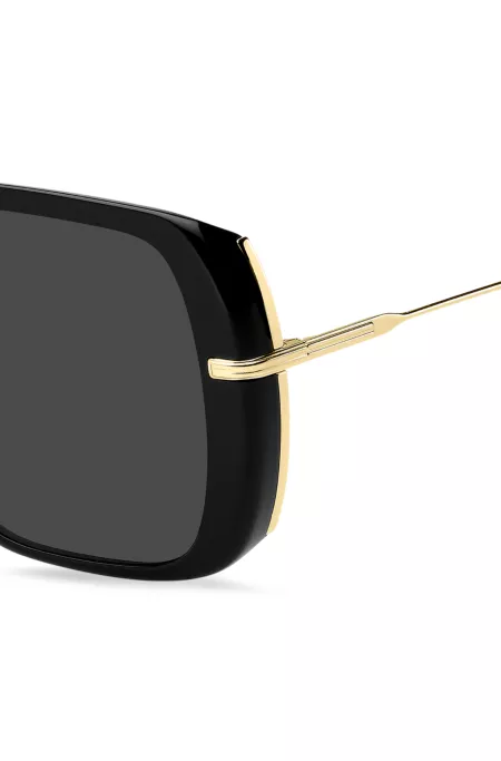 Black-acetate sunglasses with gold-tone metal