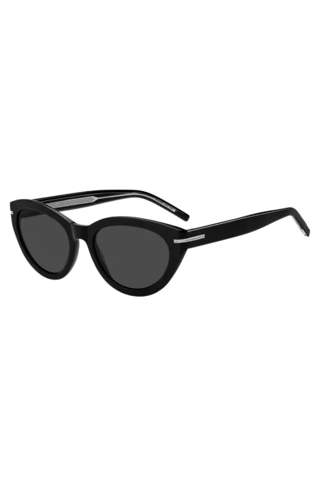 Black-acetate sunglasses with silver-tone detail