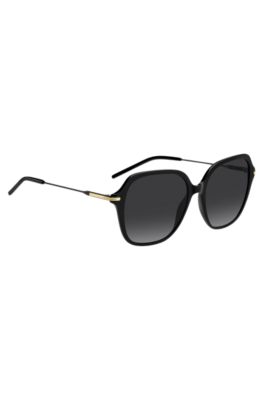 Metal-temple sunglasses in black acetate, Assorted-Pre-Pack