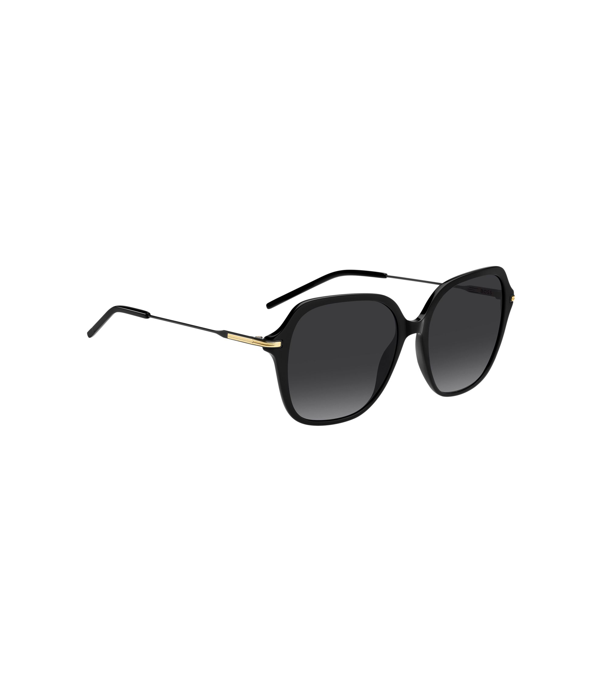 Boss Black Sunglass Temple Arm with Gold Logo BOSS - Black-acetate sunglasses with temple logo - Black main image 4
