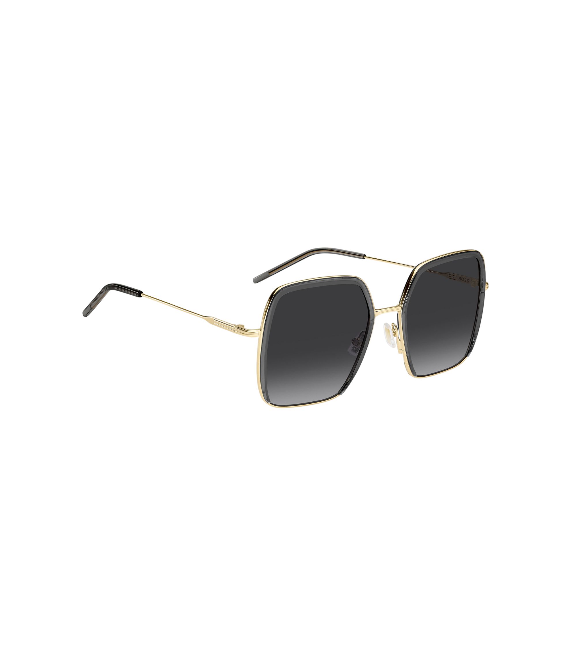 BOSS - Grey-acetate sunglasses with gold-tone metal display picture 1