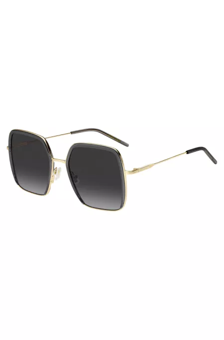 Grey-acetate sunglasses with gold-tone metal