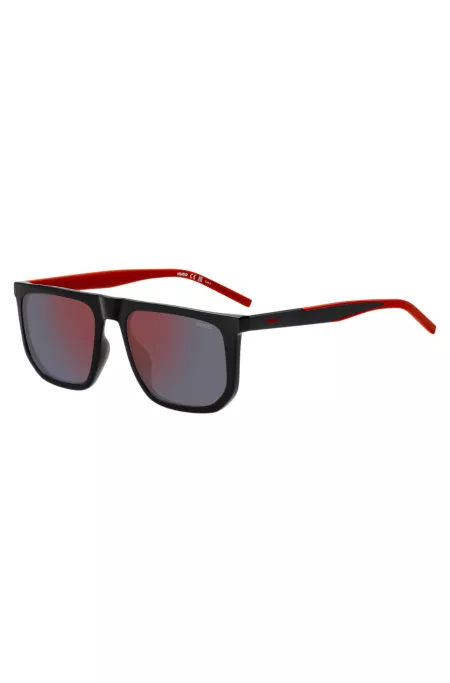 Black-acetate sunglasses with two-tone end tips