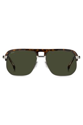 Gafas de sol de acetato habana con puente doble de efecto aler&oacute;n, Assorted-Pre-Pack