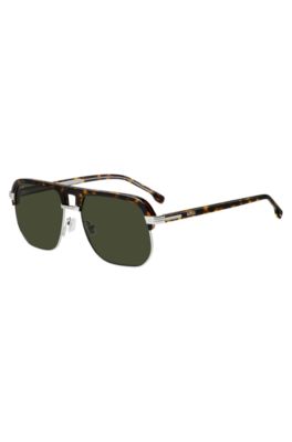 Gafas de sol de acetato habana con puente doble de efecto aler&oacute;n, Assorted-Pre-Pack