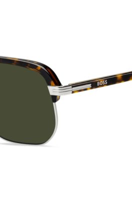 Gafas de sol de acetato habana con puente doble de efecto aler&oacute;n, Assorted-Pre-Pack