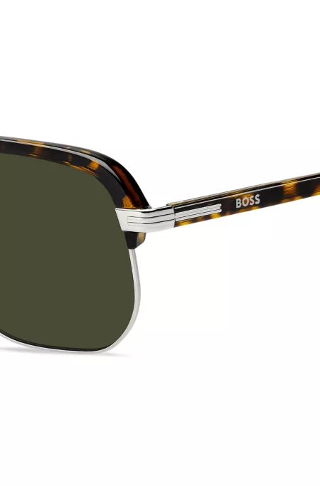 Havana-acetate sunglasses with bold bridge design