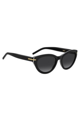 Gafas de sol de acetato negro con ribetes en tono dorado, Assorted-Pre-Pack