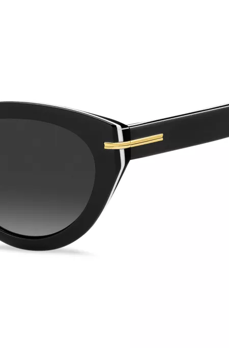 Black-acetate sunglasses with gold-tone trims