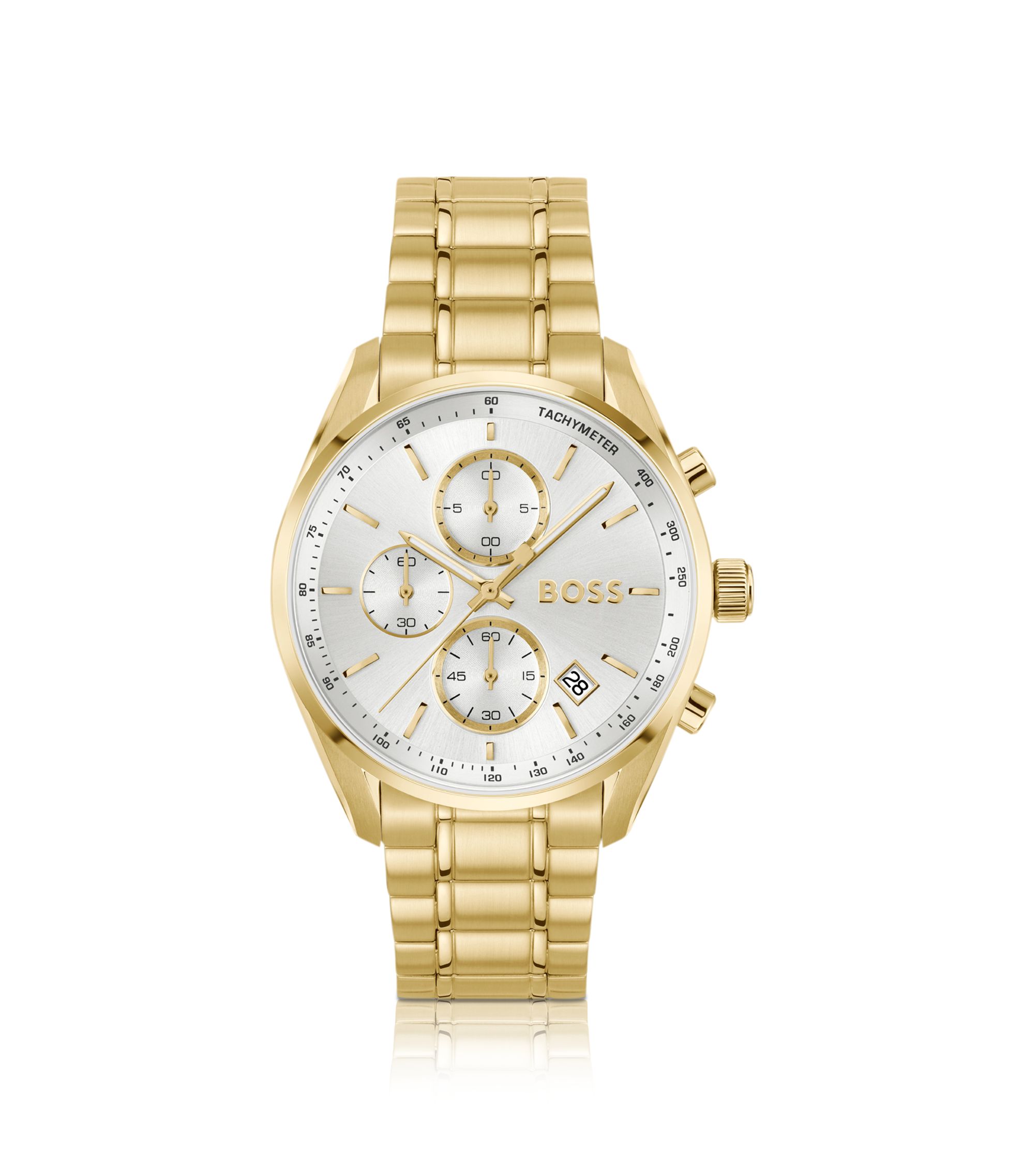 BOSS - Gold-tone watch with silver-white dial