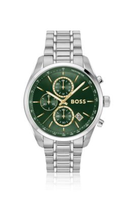 Steel-bracelet watch with green dial, Assorted-Pre-Pack