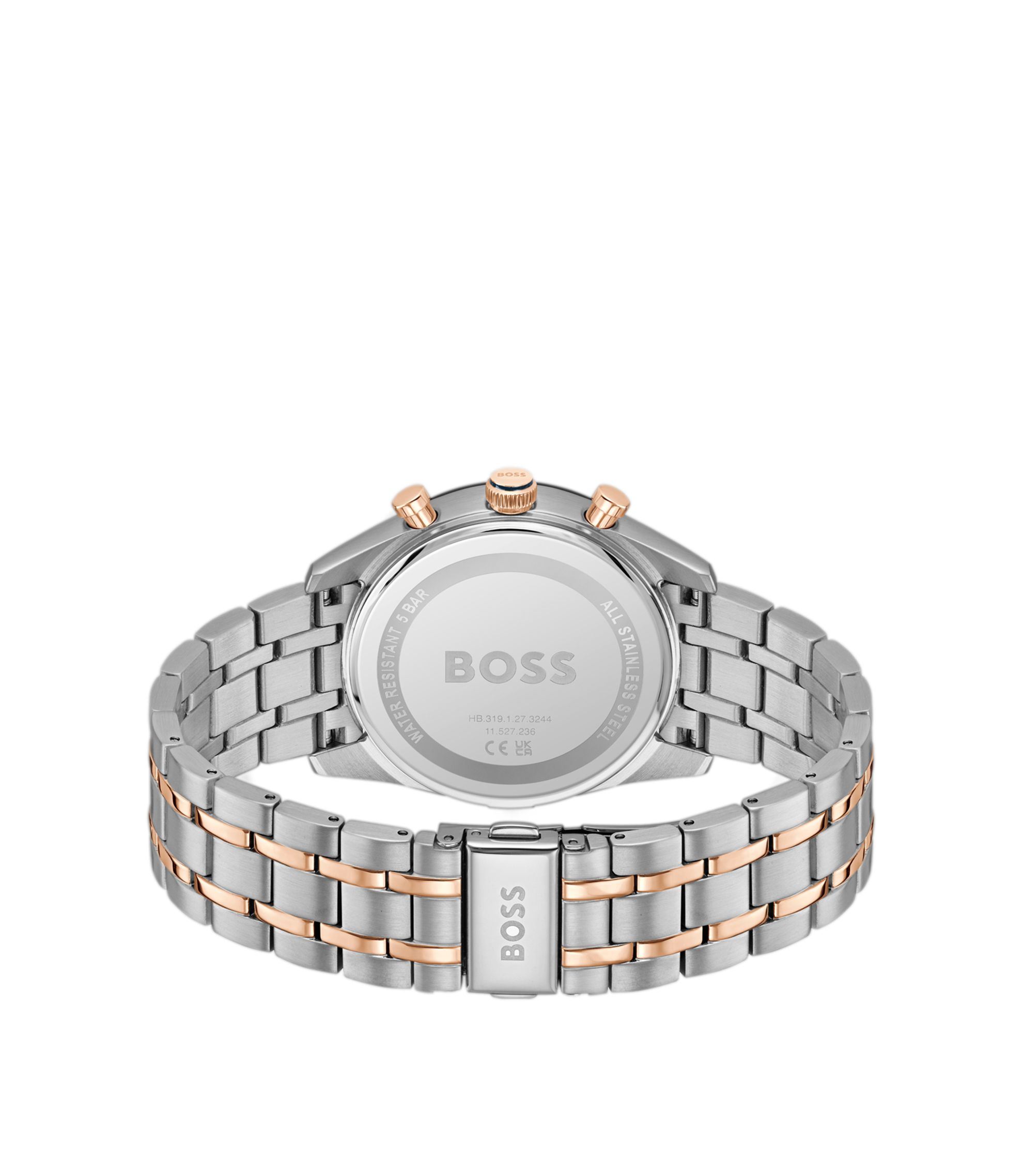 BOSS - Blue-dial watch with two-tone bracelet