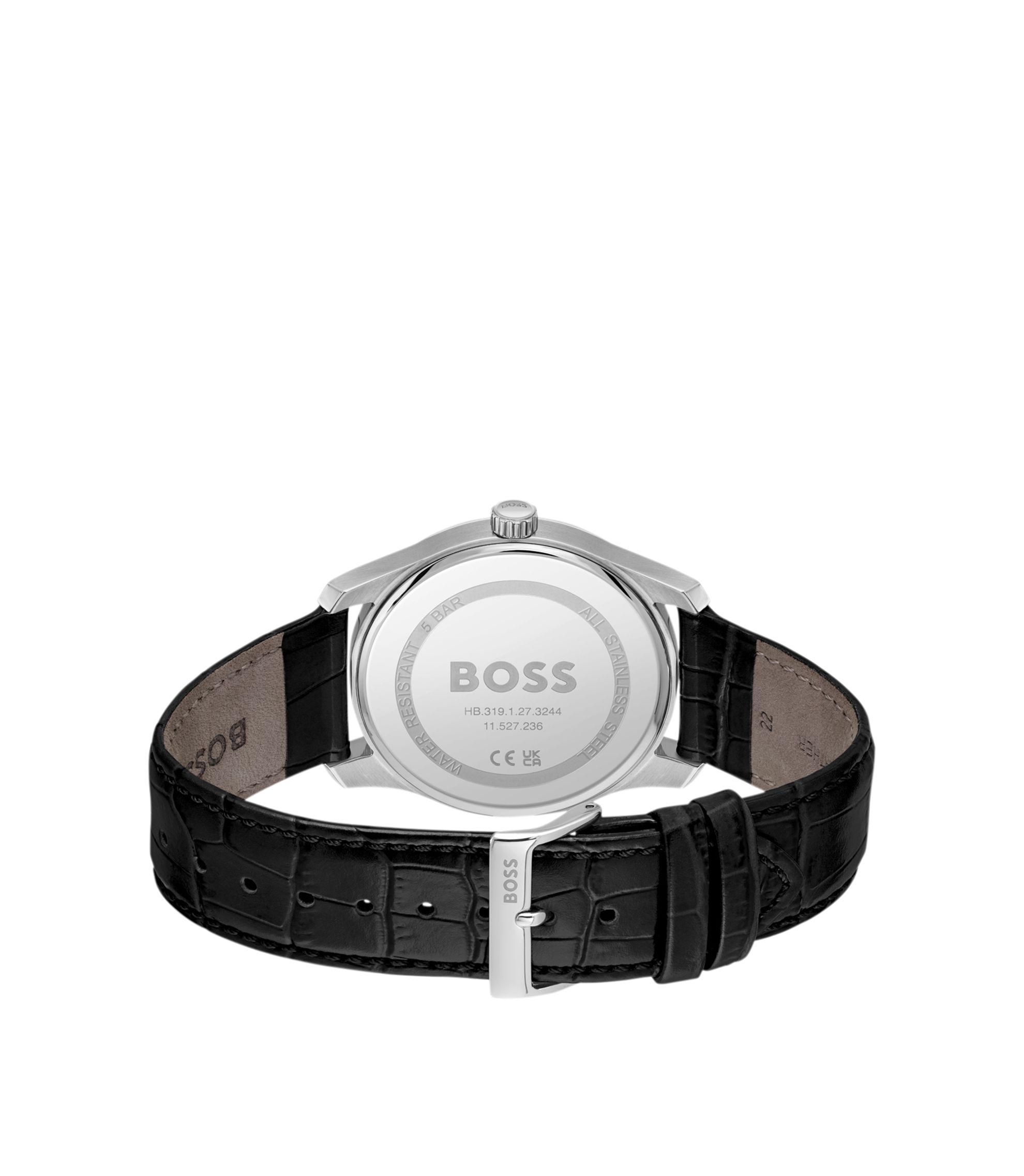 Hugo Boss 37mm Black Sparkley Face & Black Leather Band BOSS - Black-dial multi-eye watch with leather strap - Black main image 3