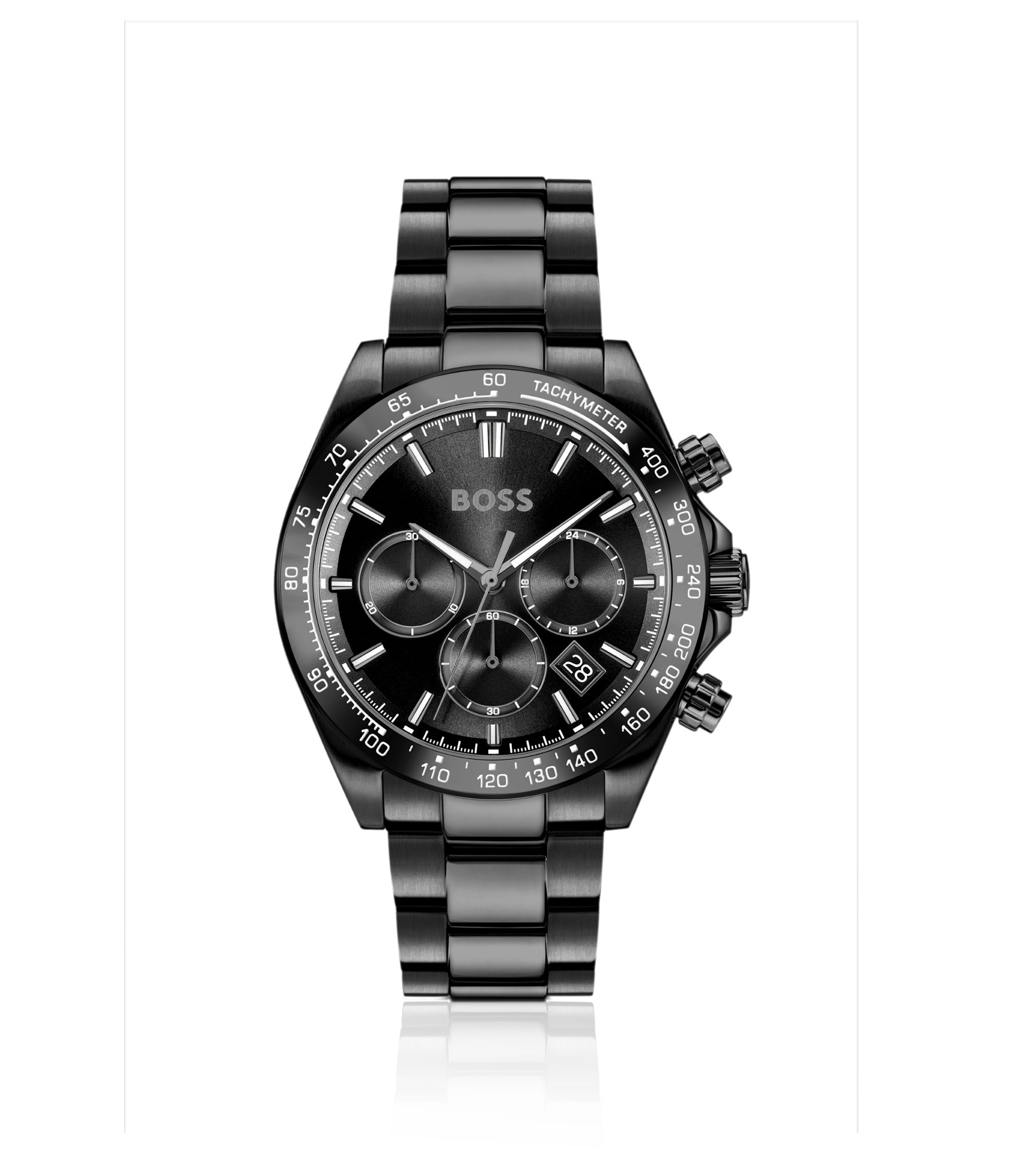 BOSS - Steel-bracelet watch with black dial