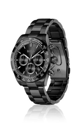 Steel-bracelet watch with black dial, Assorted-Pre-Pack