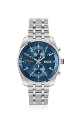 Steel-bracelet watch with blue dial, Assorted-Pre-Pack