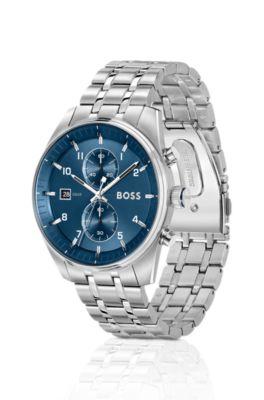 Steel-bracelet watch with blue dial, Assorted-Pre-Pack