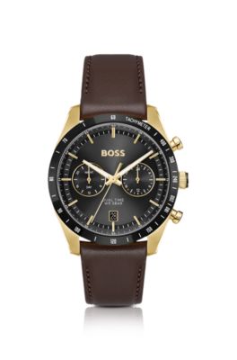 Tourmaster Reloj en tono oro con correa de piel marr&oacute;n, Assorted-Pre-Pack