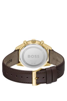 Tourmaster Reloj en tono oro con correa de piel marr&oacute;n, Assorted-Pre-Pack
