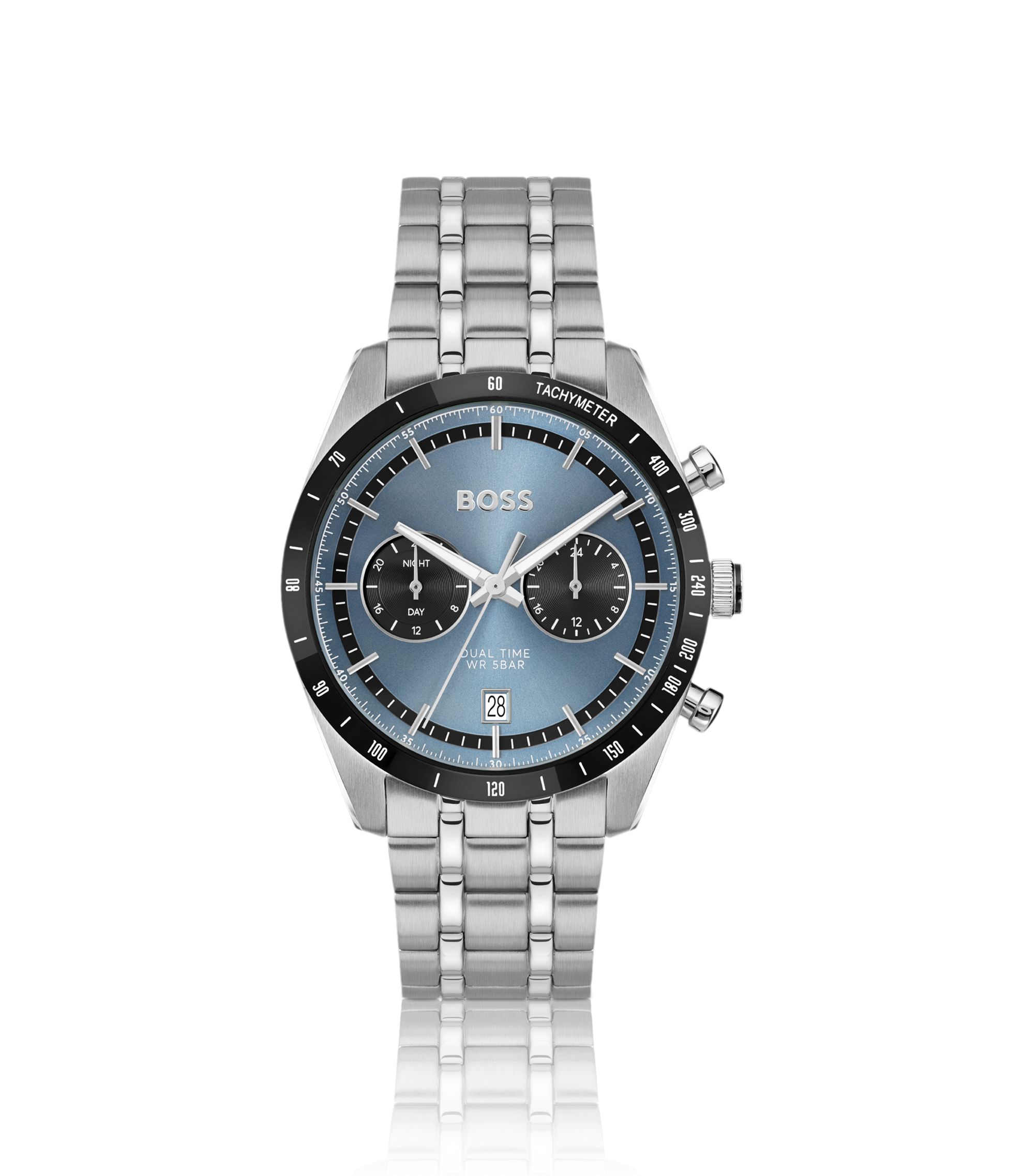 BOSS - Steel-bracelet watch with blue dial