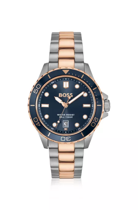 Troper blue-dial watch in two-tone steel