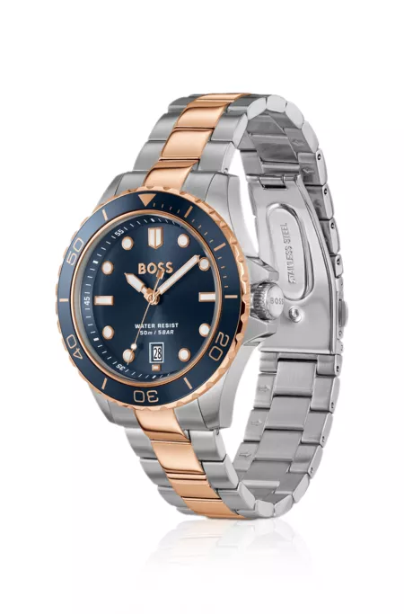 Troper blue-dial watch in two-tone steel