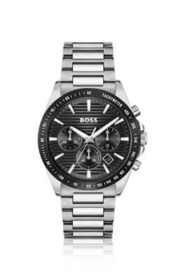 Steel-bracelet watch with black plating, Assorted-Pre-Pack