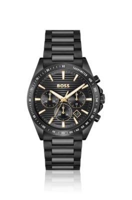 Steel-bracelet watch with black plating, Assorted-Pre-Pack