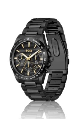 Strike Reloj chapado en negro con pulsera de eslabones en H a tono, Assorted-Pre-Pack