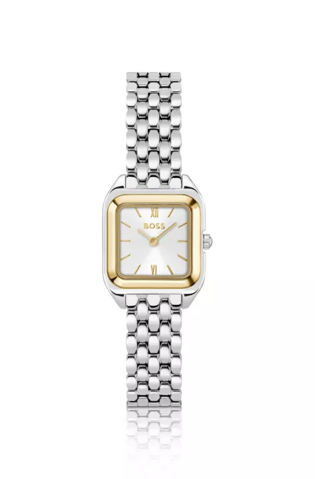 Silver-effect watch with silver-white dial