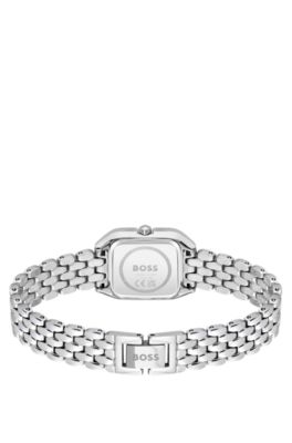 MAE PETITE Reloj con pulsera de eslabones de acero inoxidable y esfera blanca plateada, Assorted-Pre-Pack