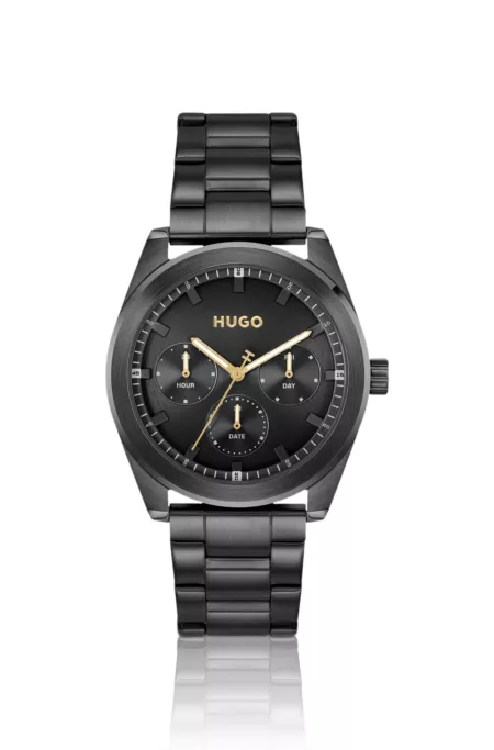 Black-plated watch with tonal dial