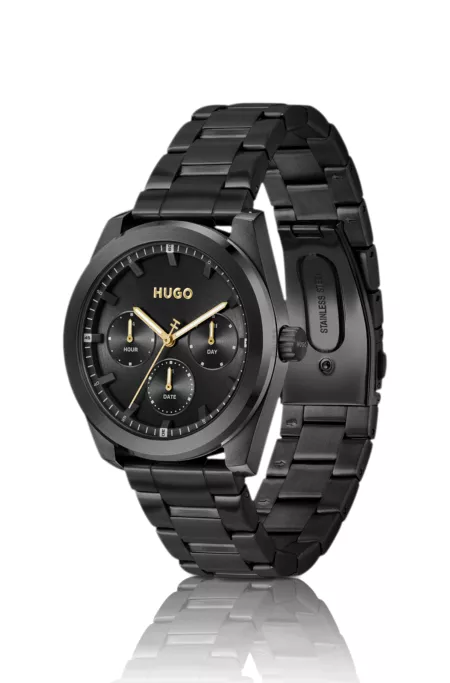 Black-plated watch with tonal dial