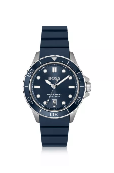 Troper blue-dial watch with silicone strap