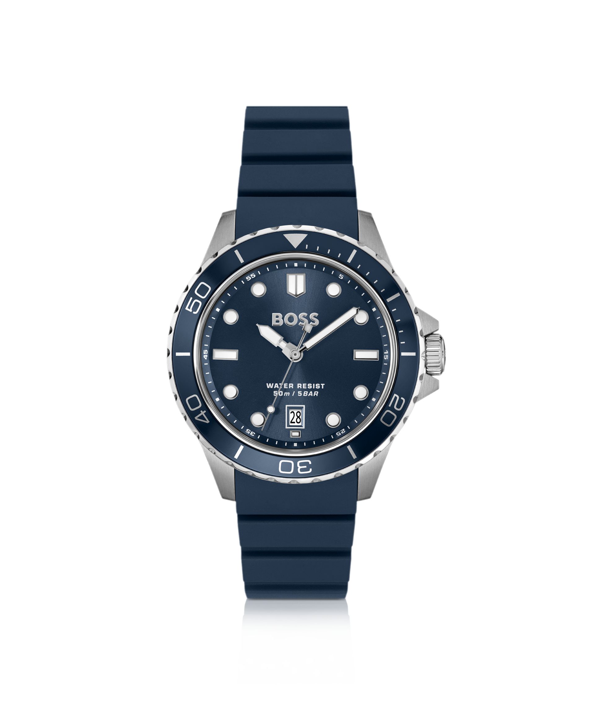 極美品 HUGO BOSS 「BOSS ONE」 ネイビー 46 BOSS現行 BOSS - Troper blue-dial watch with silicone strap