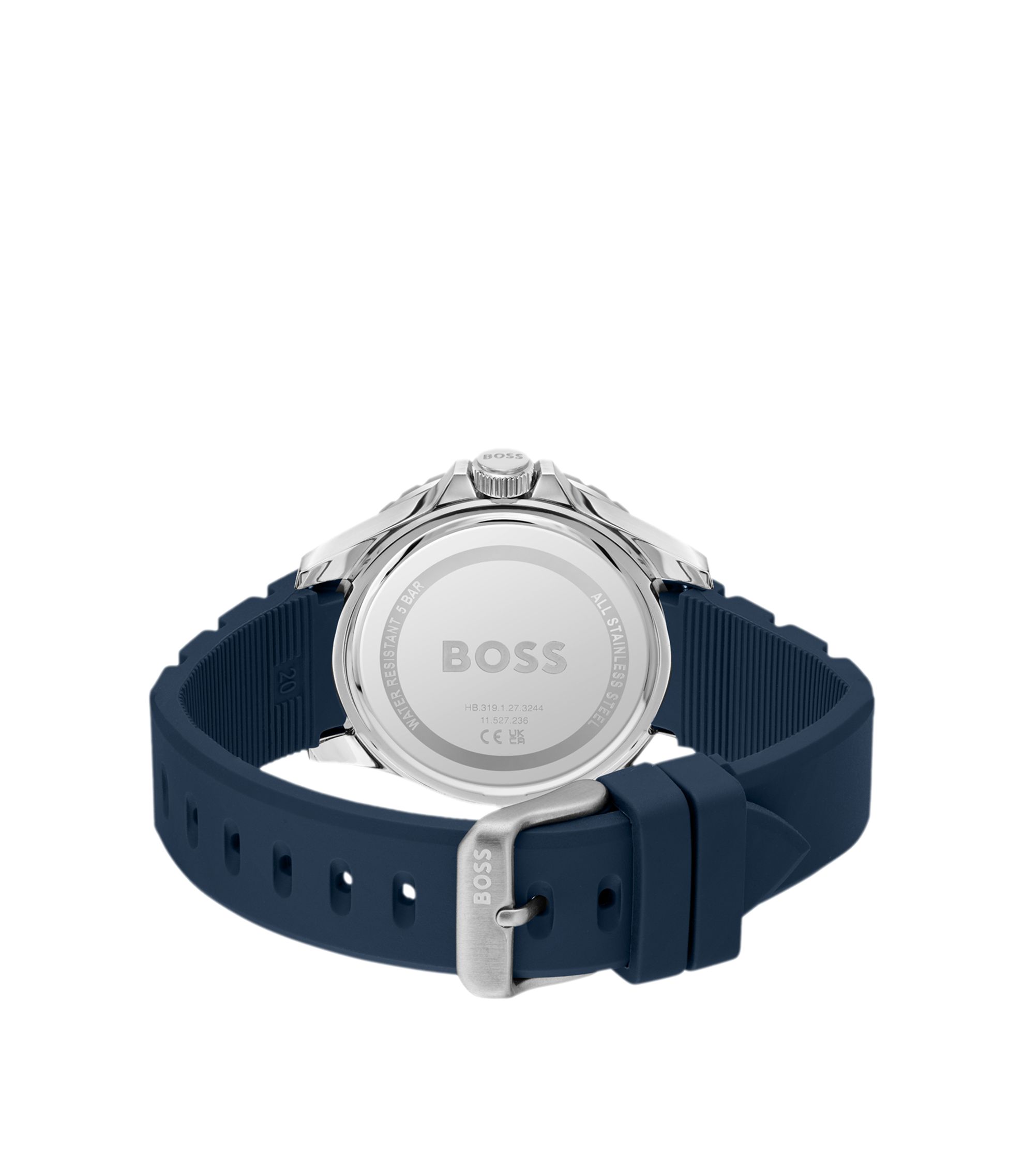 まこと BOSS - Troper blue-dial watch with silicone strap