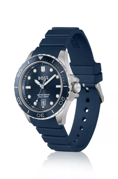 Troper blue-dial watch with silicone strap