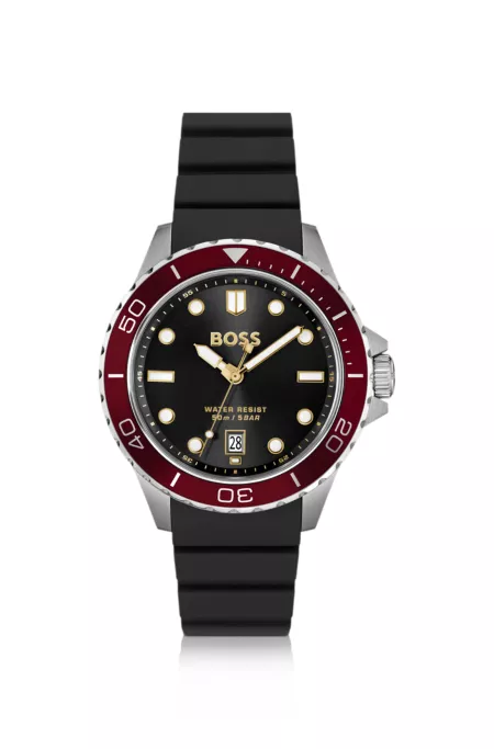 Troper black-dial watch with silicone strap