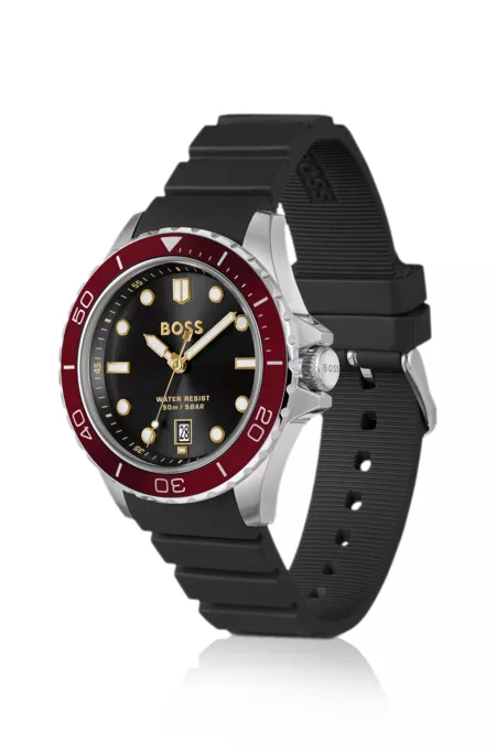 Troper black-dial watch with silicone strap