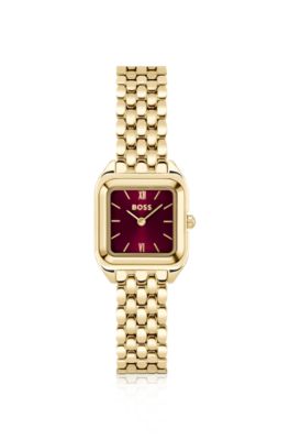 Reloj Mae Petite en tono dorado con esfera borgo&ntilde;a, Assorted-Pre-Pack