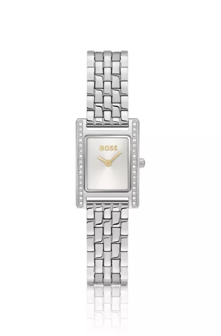 Silver-effect watch with silver-white dial